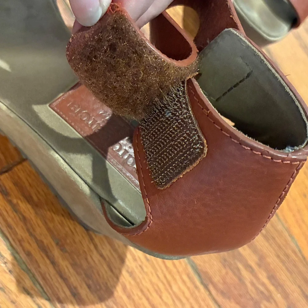 Pedro Garcia Wedge Sandals Womens 39 Brown Leather Platform Ankle Strap Spain